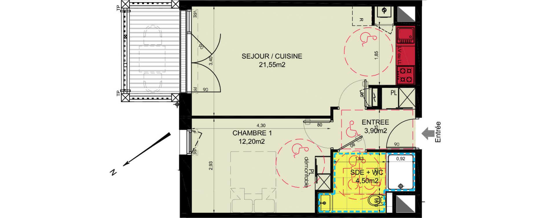 Appartement T2 de 42,15 m2 aux Sables-D'Olonne Les plesses