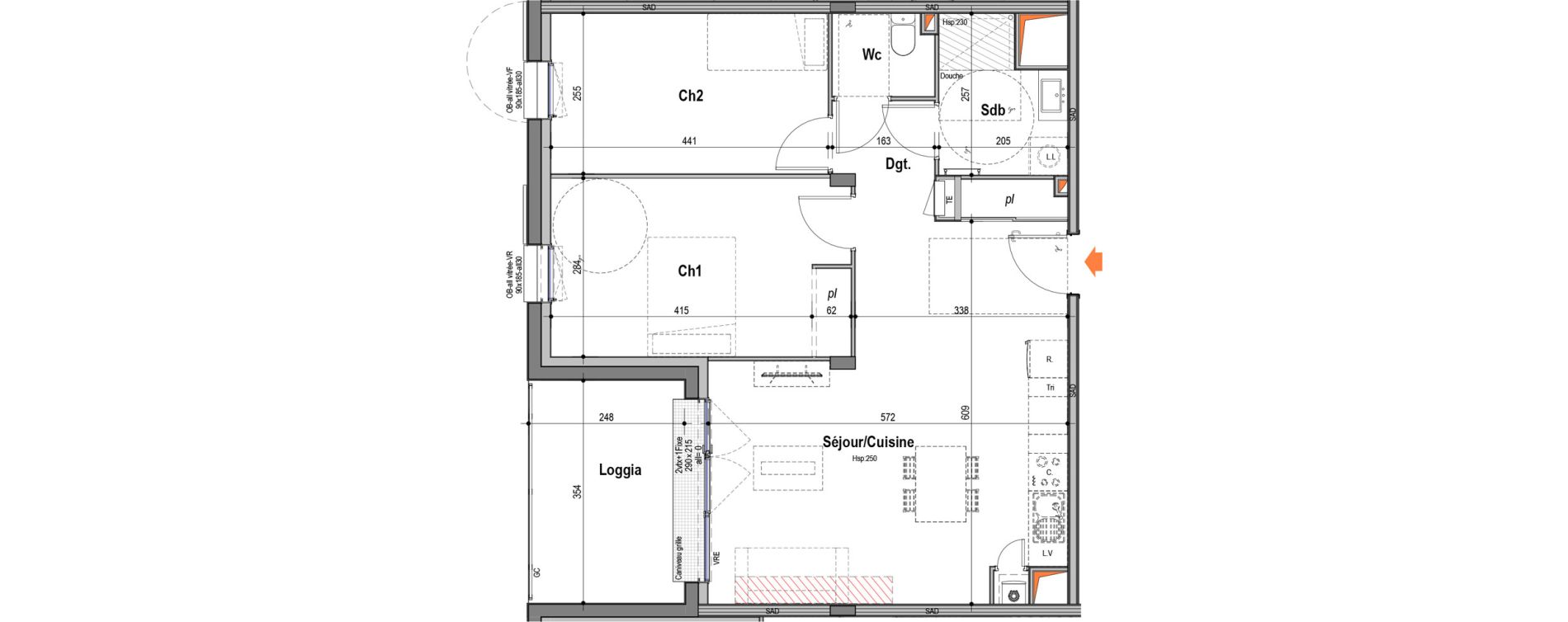 Appartement T3 de 64,28 m2 aux Sables-D'Olonne Les moinardes