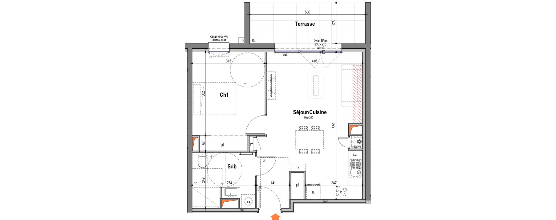 Appartement T2 de 46,74 m2 aux Sables-D'Olonne Les moinardes
