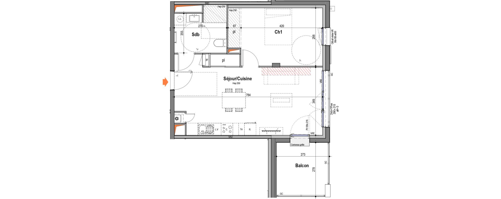 Appartement T2 de 48,05 m2 aux Sables-D'Olonne Les moinardes