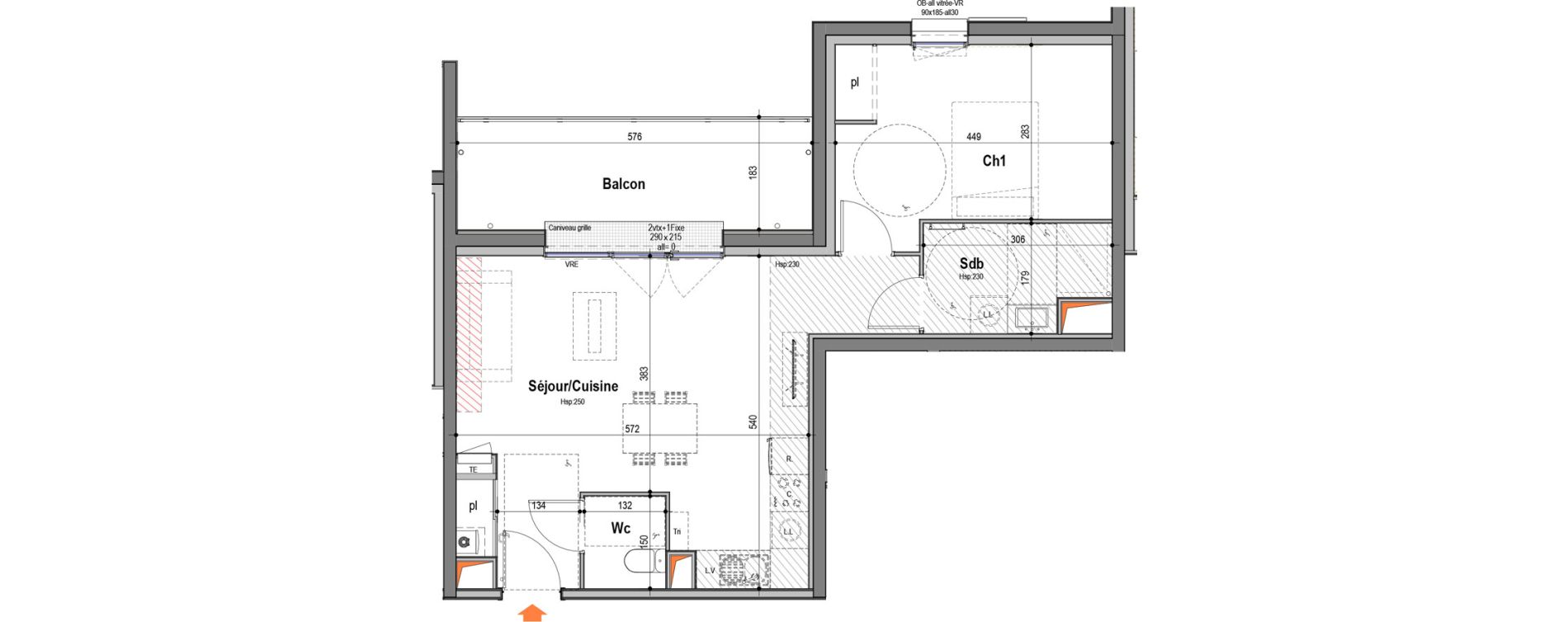 Appartement T2 de 50,28 m2 aux Sables-D'Olonne Les moinardes