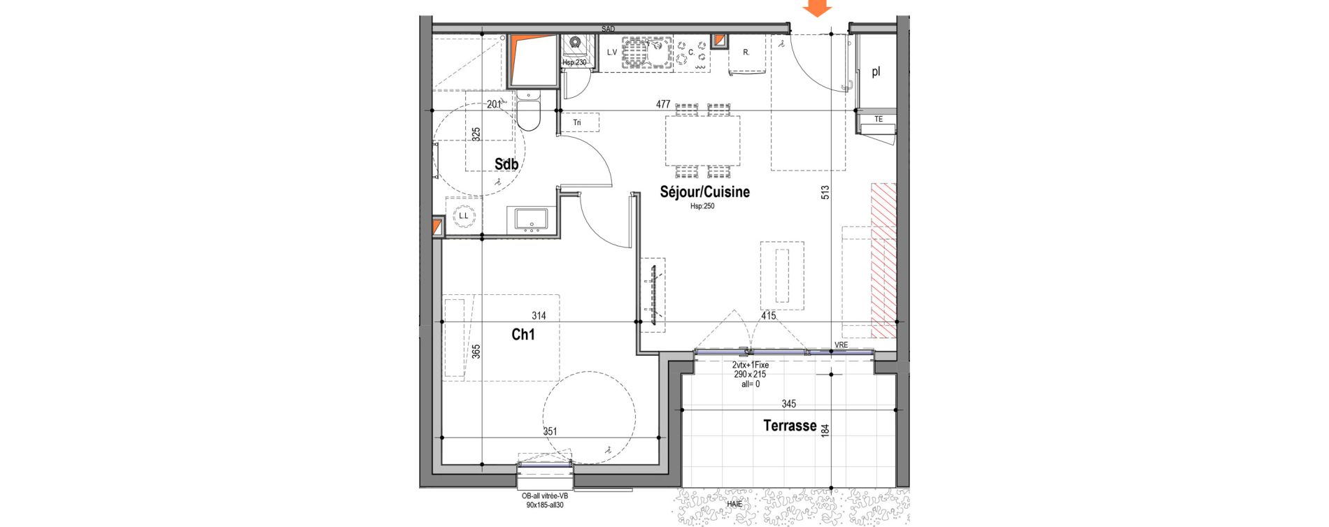 Appartement T2 de 42,89 m2 aux Sables-D'Olonne Les moinardes