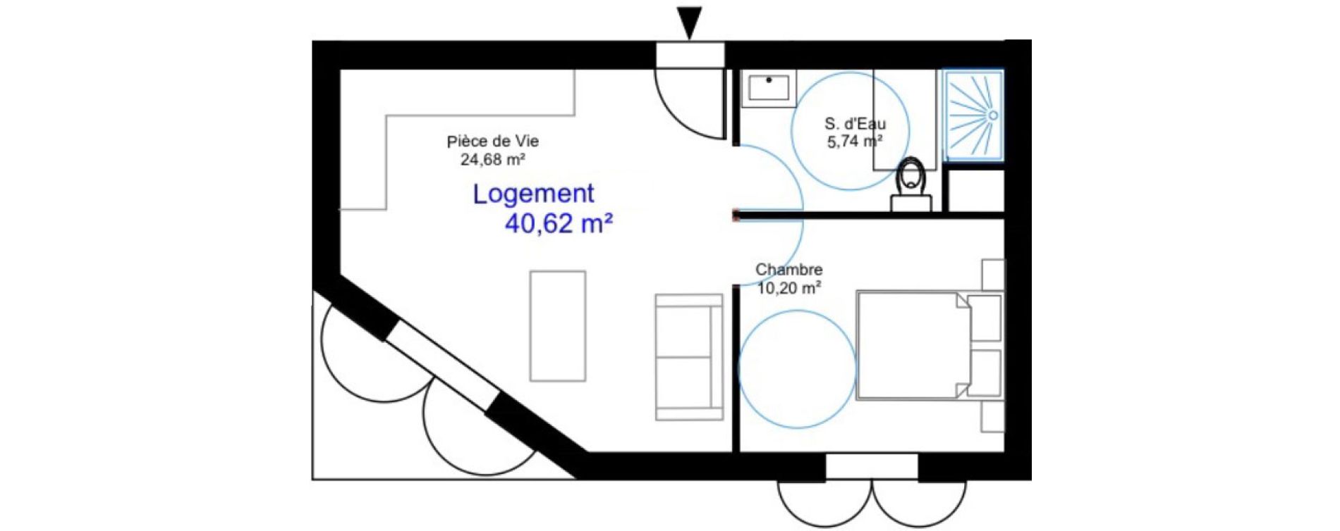 Appartement T2 de 40,62 m2 aux Sables-D'Olonne Le chateau d olonne