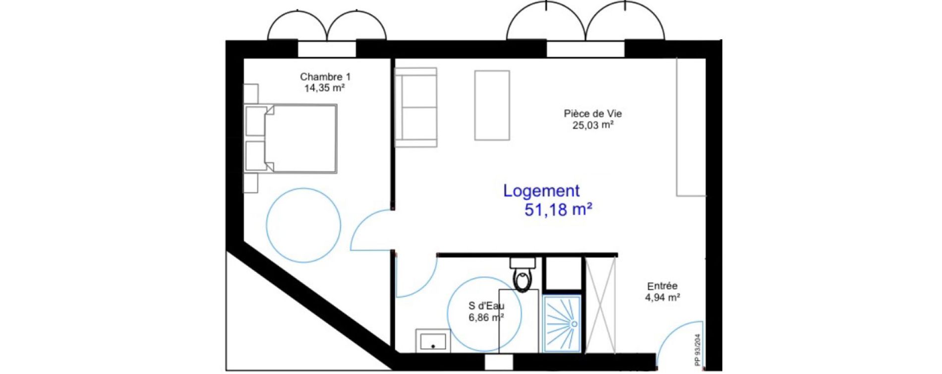Appartement T2 de 51,18 m2 aux Sables-D'Olonne Le chateau d olonne