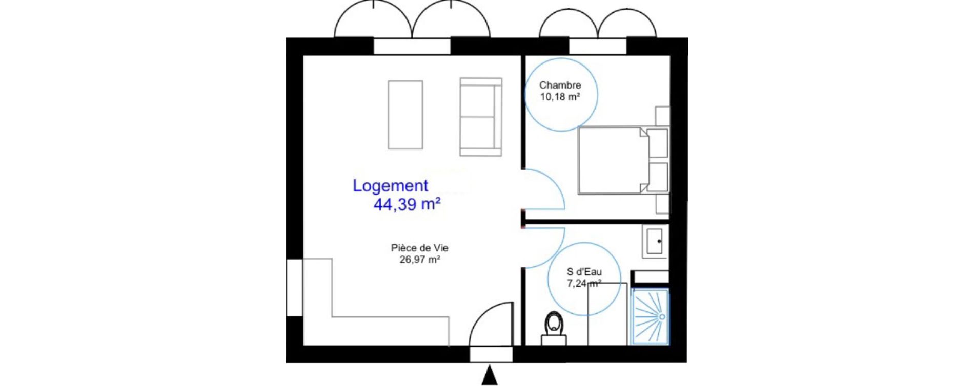 Appartement T2 de 44,39 m2 aux Sables-D'Olonne Le chateau d olonne
