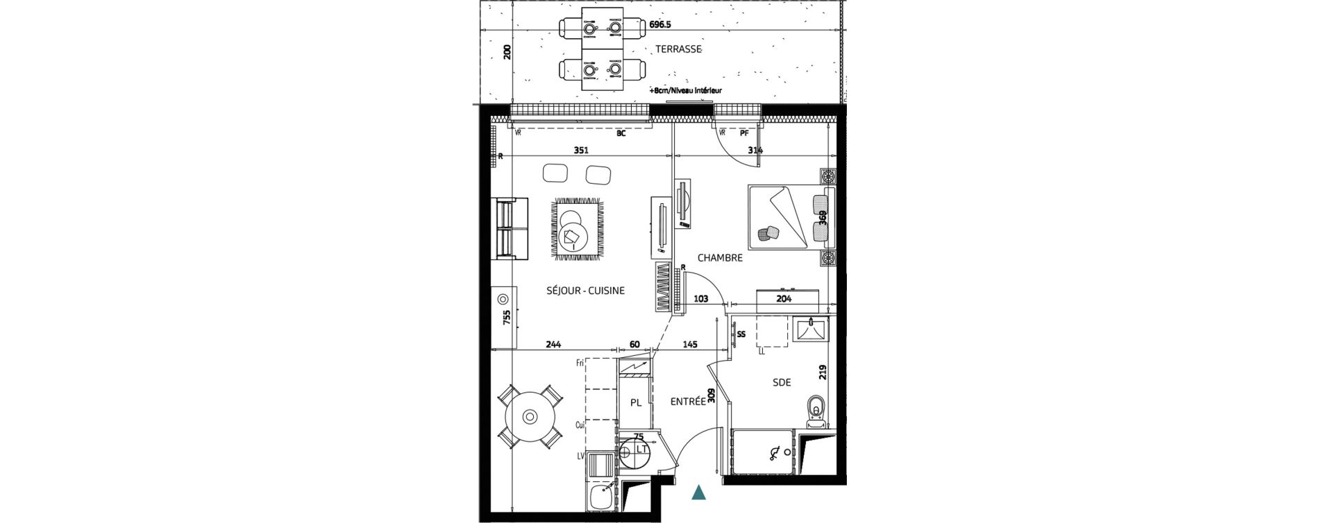 Appartement T2 de 45,78 m2 aux Sables-D'Olonne La gu&eacute;rini&egrave;re