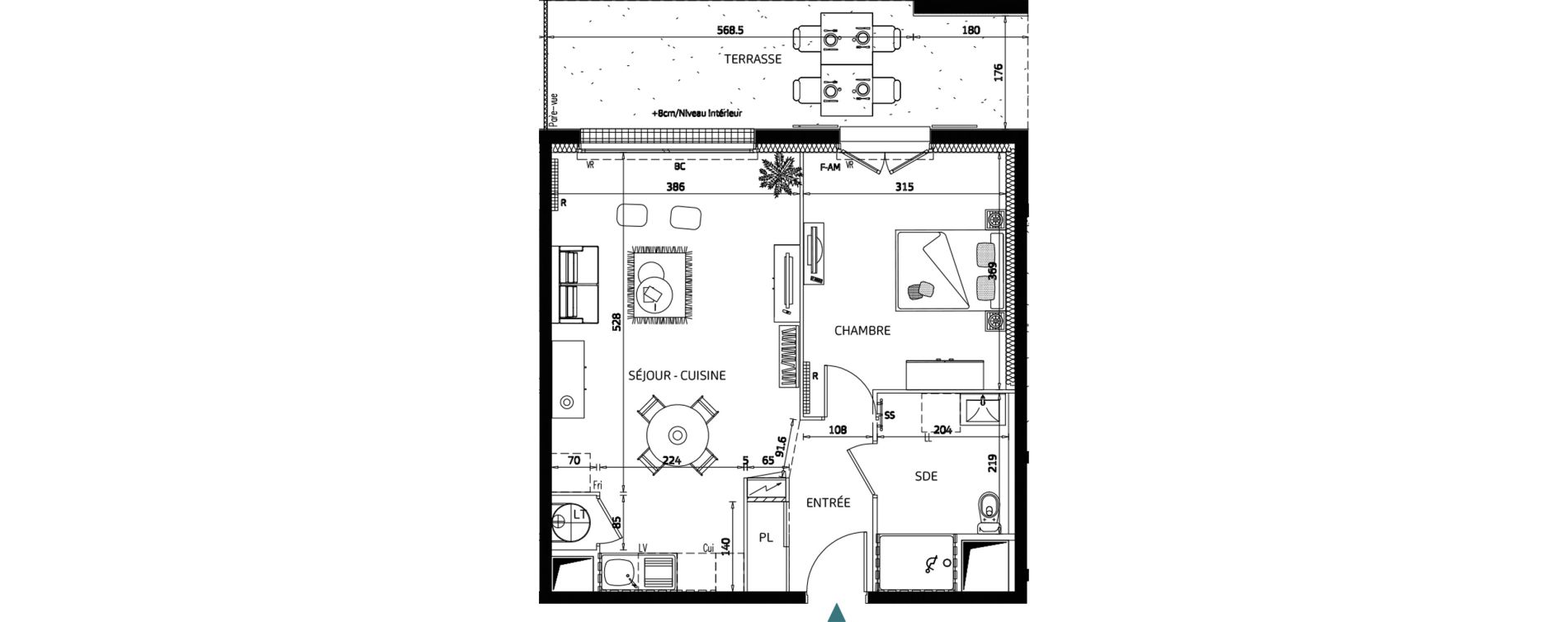 Appartement T2 de 46,11 m2 aux Sables-D'Olonne La gu&eacute;rini&egrave;re