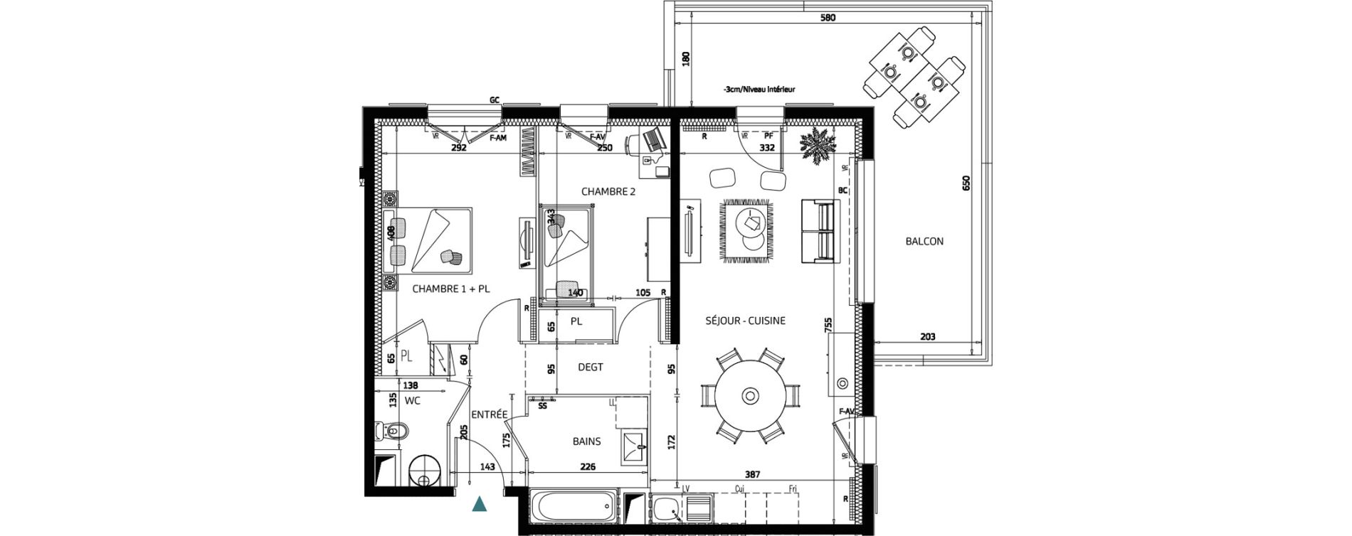 Appartement T3 de 63,29 m2 aux Sables-D'Olonne La gu&eacute;rini&egrave;re