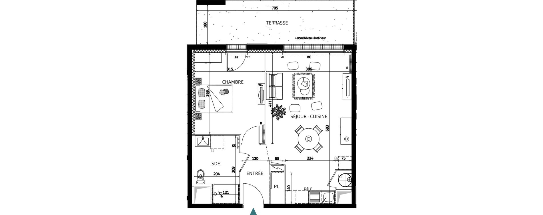 Appartement T2 de 46,12 m2 aux Sables-D'Olonne La gu&eacute;rini&egrave;re