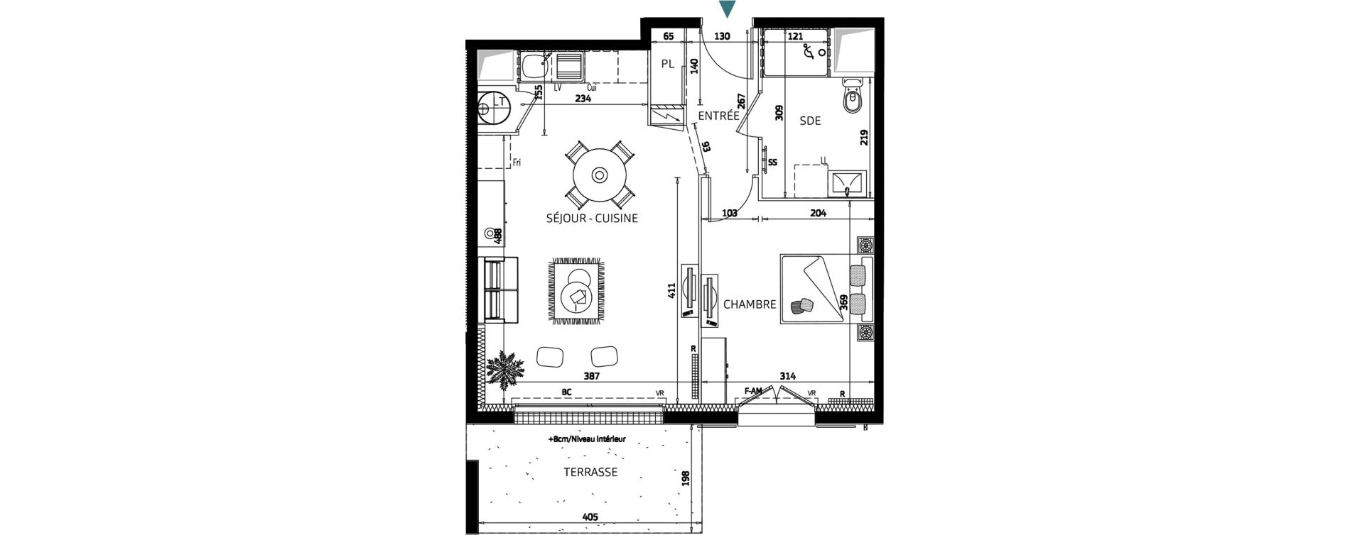 Appartement T2 de 45,52 m2 aux Sables-D'Olonne La gu&eacute;rini&egrave;re