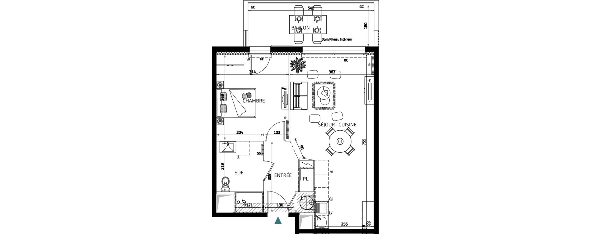 Appartement T2 de 46,68 m2 aux Sables-D'Olonne La gu&eacute;rini&egrave;re