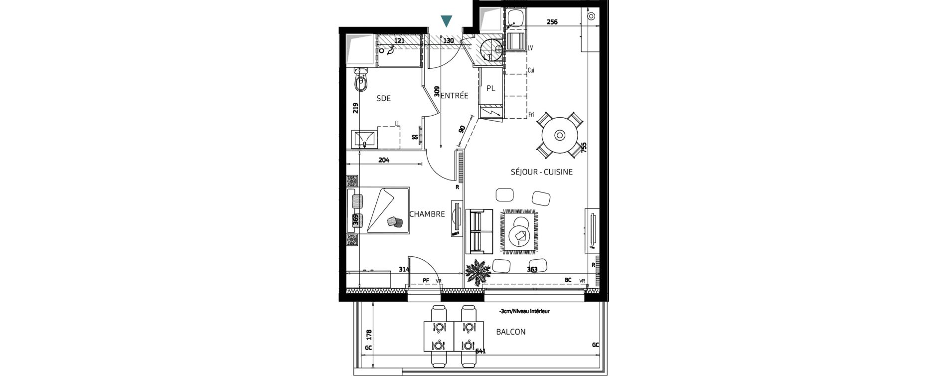 Appartement T2 de 46,69 m2 aux Sables-D'Olonne La gu&eacute;rini&egrave;re