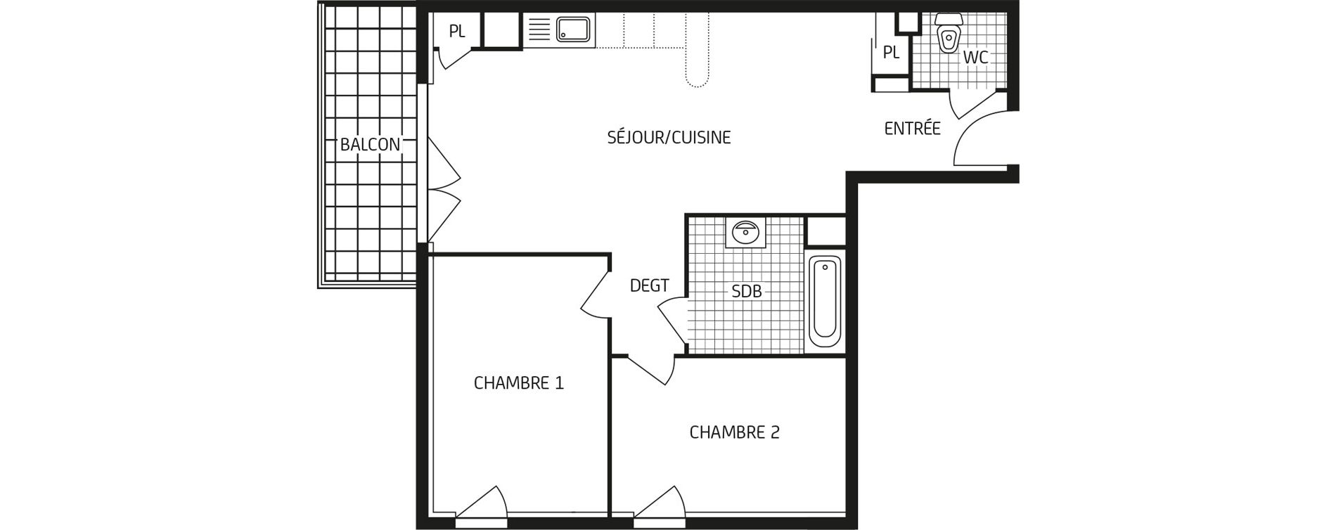 Appartement T3 de 60,42 m2 aux Sables-D'Olonne Arago