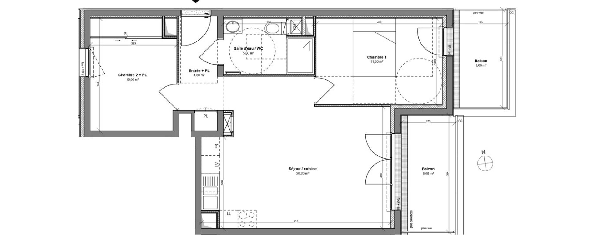 Appartement T3 de 57,40 m2 &agrave; Montaigu Centre