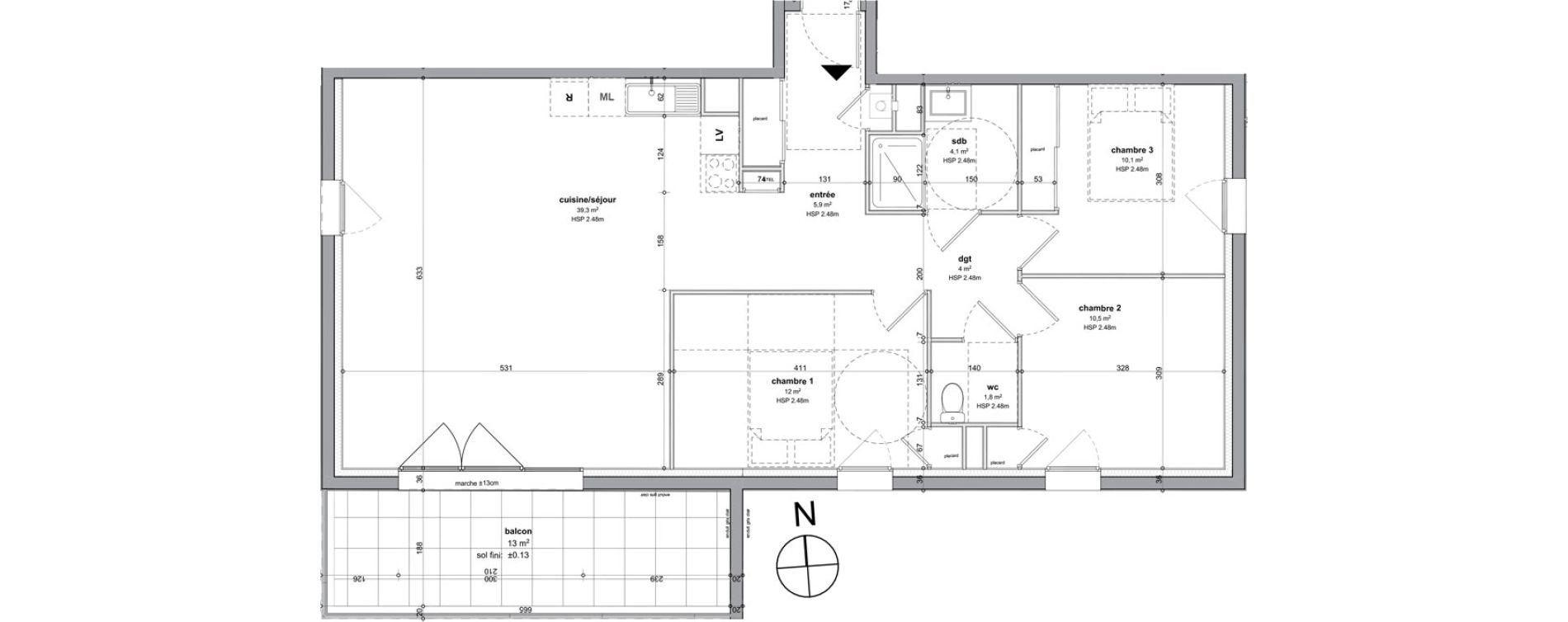 Appartement T4 de 86,50 m2 &agrave; Notre-Dame-De-Monts Centre