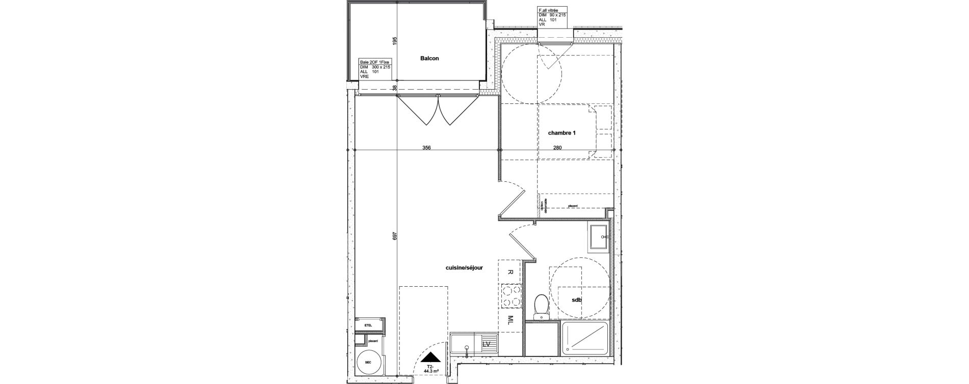 Appartement T2 de 44,00 m2 &agrave; Notre-Dame-De-Monts Centre
