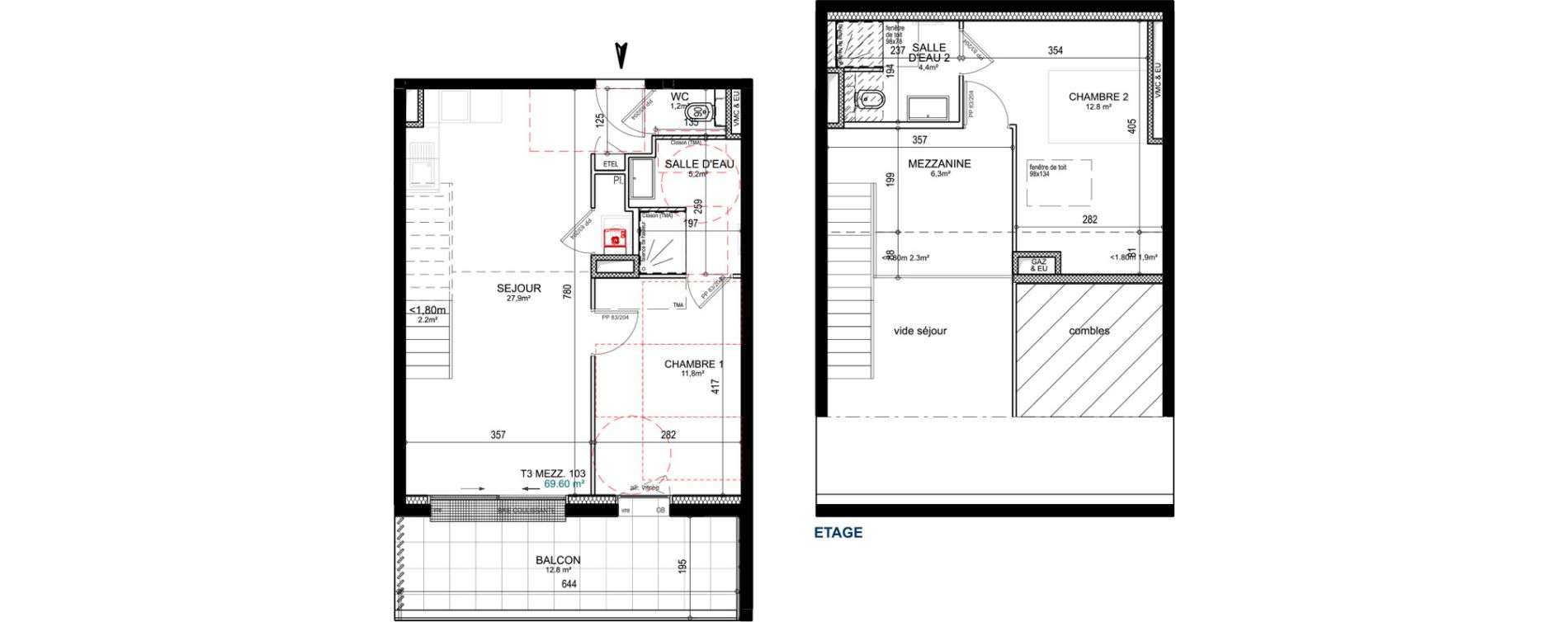 Duplex T3 de 69,60 m2 &agrave; Saint-Gilles-Croix-De-Vie Saint gilles