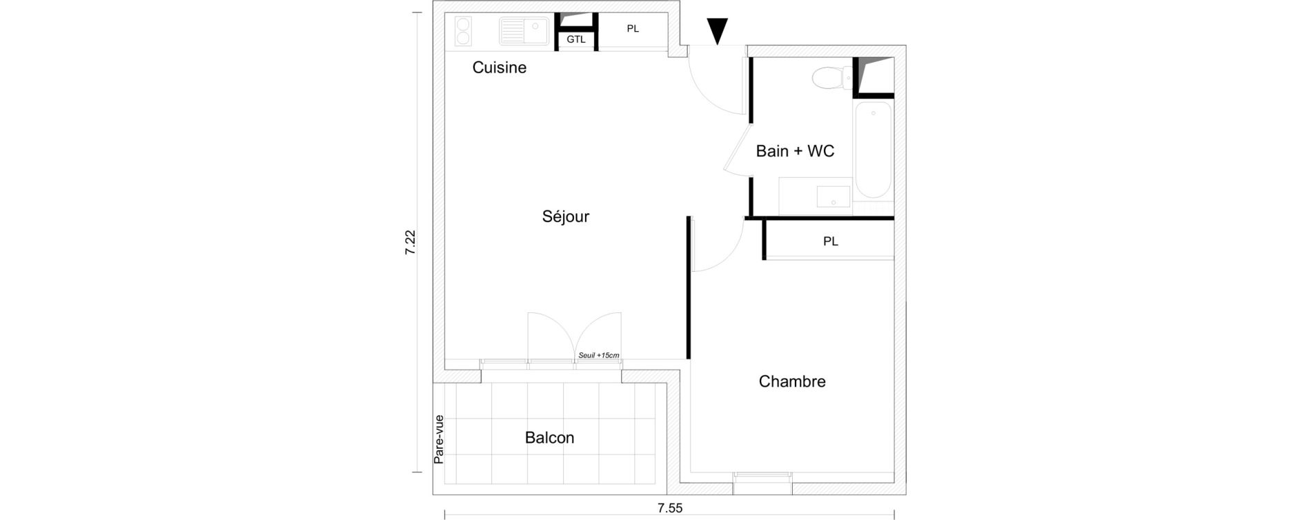 Appartement T2 de 45,98 m2 &agrave; Saint-Gilles-Croix-De-Vie Saint gilles