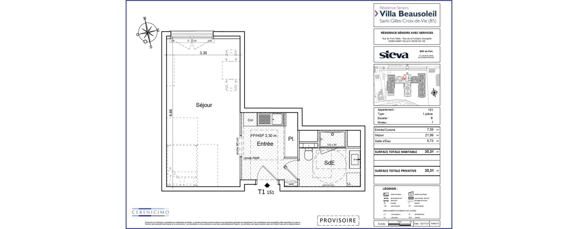 Appartement T1 de 35,31 m2 &agrave; Saint-Gilles-Croix-De-Vie Saint gilles