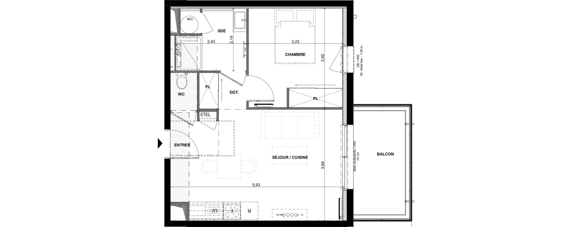 Appartement T2 de 40,97 m2 &agrave; Saint-Hilaire-De-Riez Centre