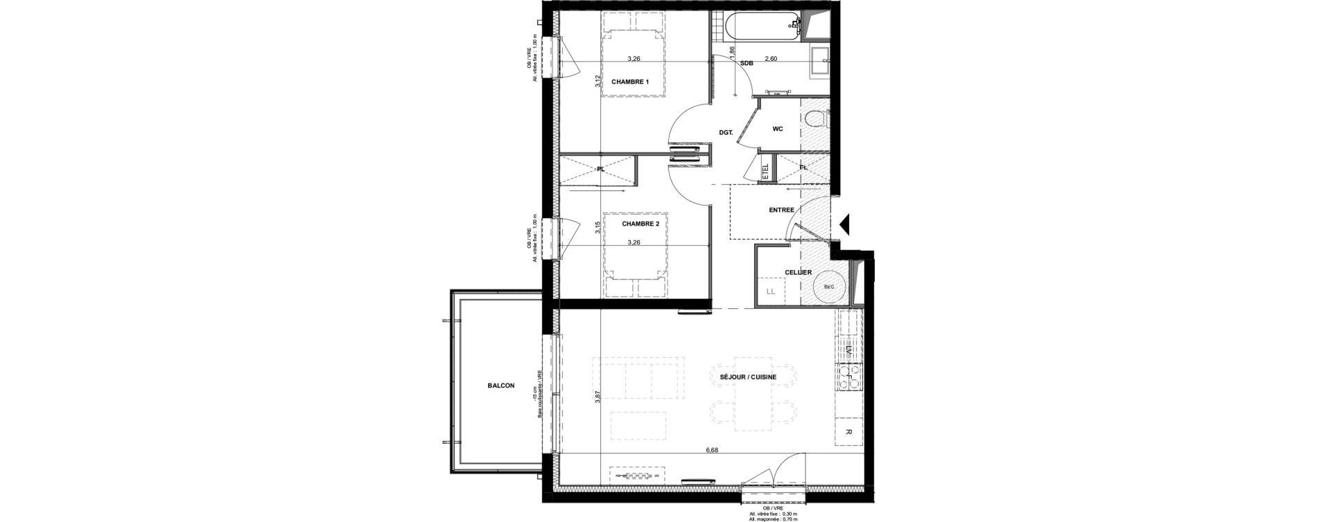 Appartement T3 de 62,07 m2 &agrave; Saint-Hilaire-De-Riez Centre