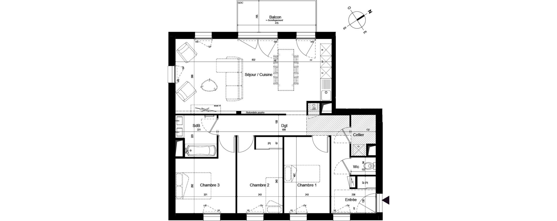 Appartement T4 de 85,24 m2 &agrave; Saint-Jean-De-Monts Centre