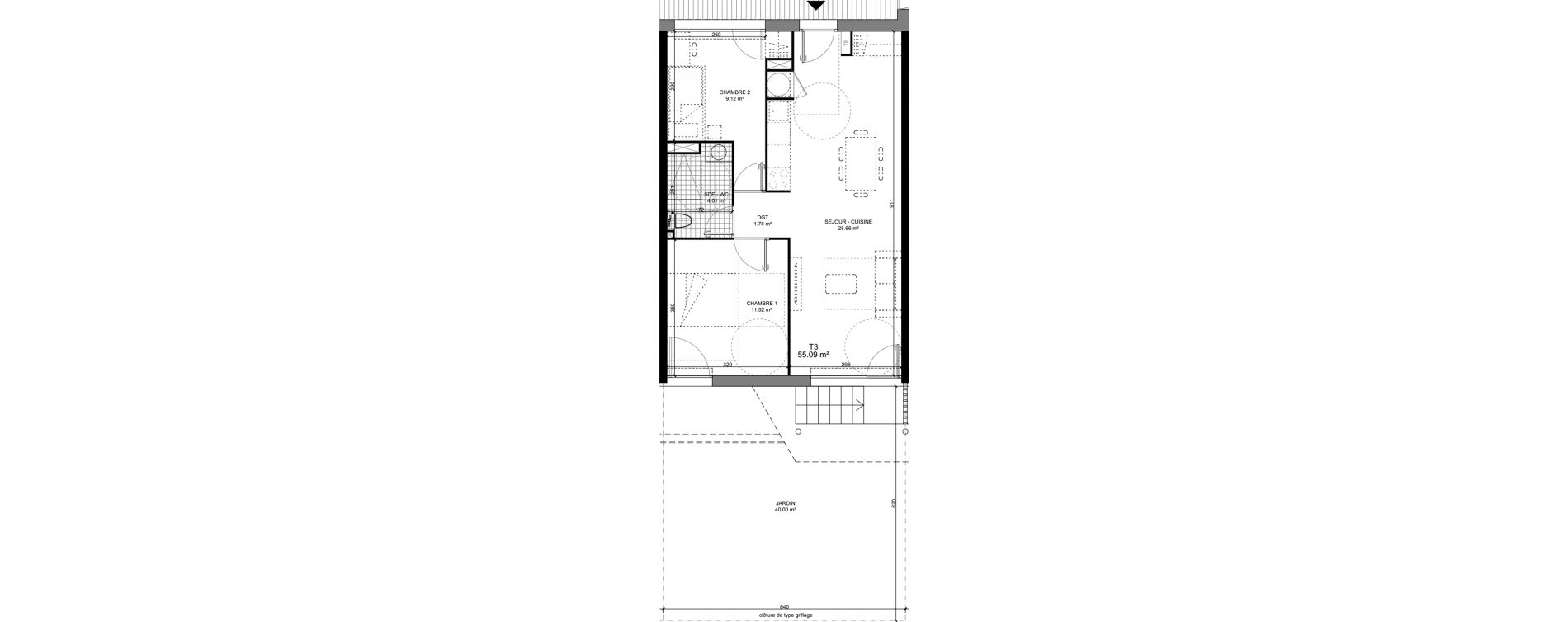 Appartement T3 de 55,09 m2 &agrave; Barcelonnette Centre