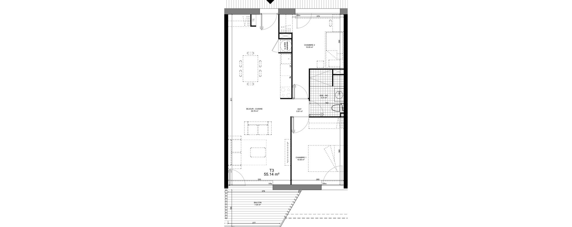 Appartement T3 de 55,14 m2 &agrave; Barcelonnette Centre