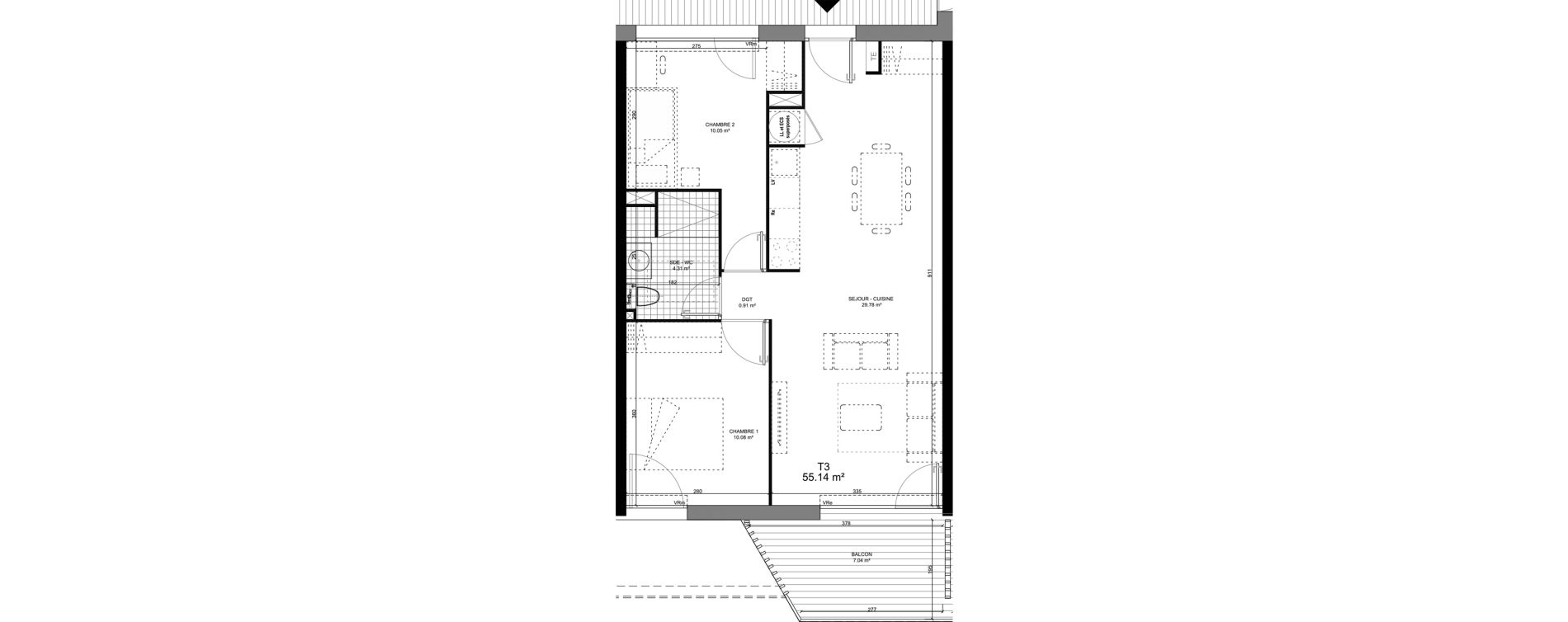 Appartement T3 de 55,14 m2 &agrave; Barcelonnette Centre