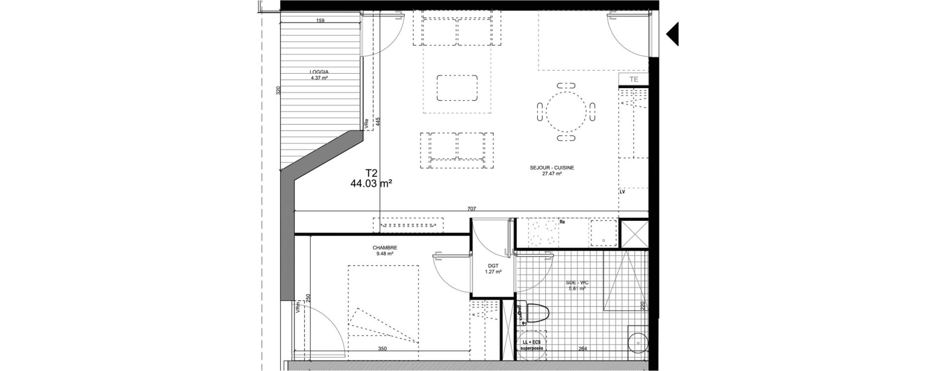 Appartement T2 de 44,03 m2 &agrave; Barcelonnette Centre