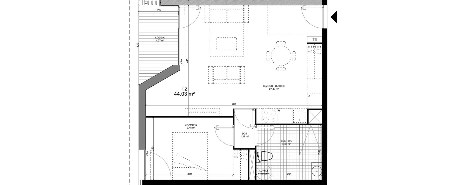 Appartement T2 de 44,03 m2 &agrave; Barcelonnette Centre