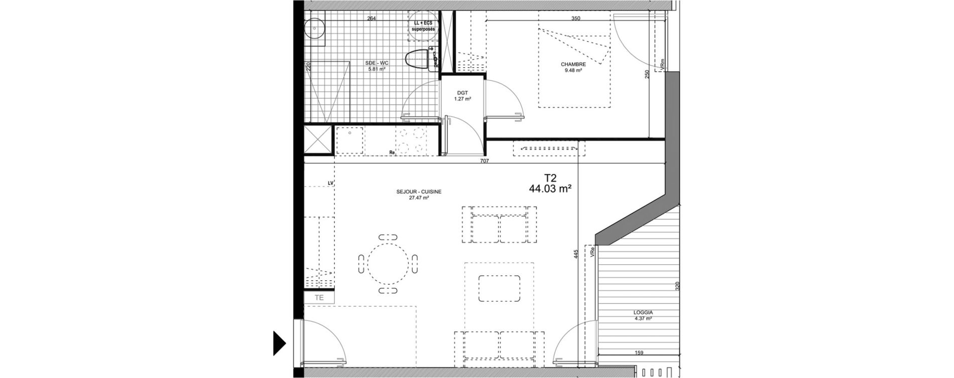 Appartement T2 de 44,03 m2 &agrave; Barcelonnette Centre