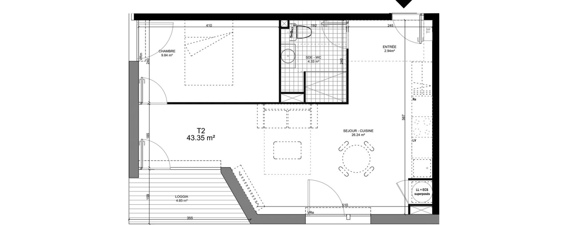 Appartement T2 de 43,35 m2 &agrave; Barcelonnette Centre