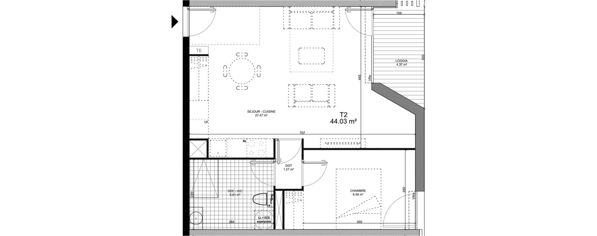 Appartement T2 de 44,03 m2 &agrave; Barcelonnette Centre