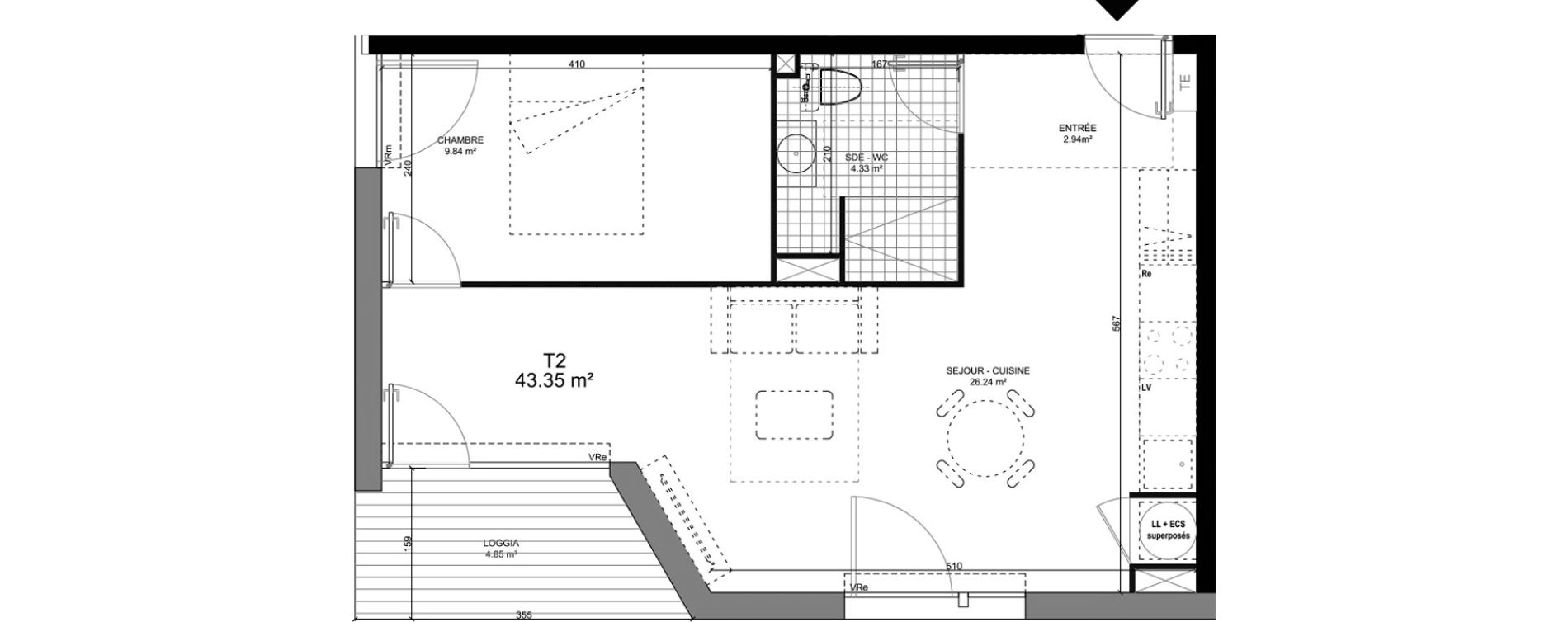 Appartement T2 de 43,35 m2 &agrave; Barcelonnette Centre