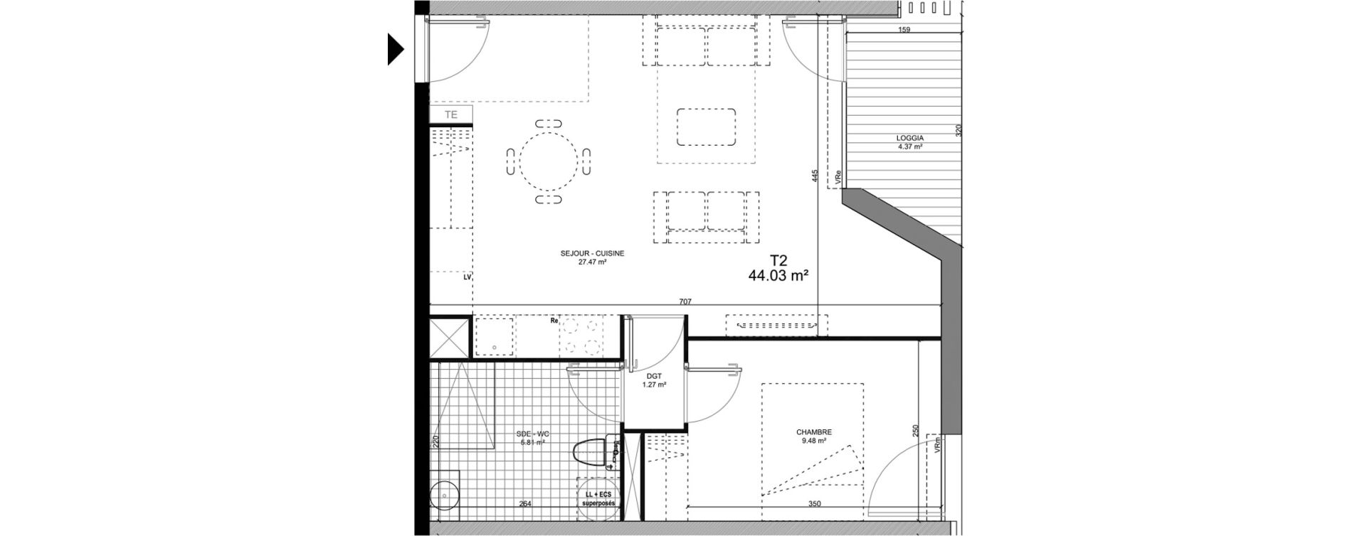 Appartement T2 de 44,03 m2 &agrave; Barcelonnette Centre