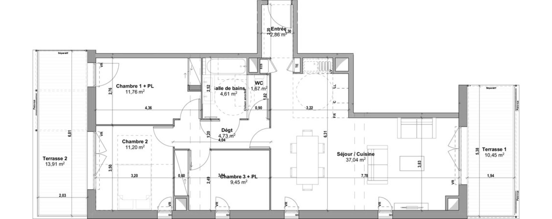 Appartement T4 de 83,32 m2 &agrave; Manosque Les serrets