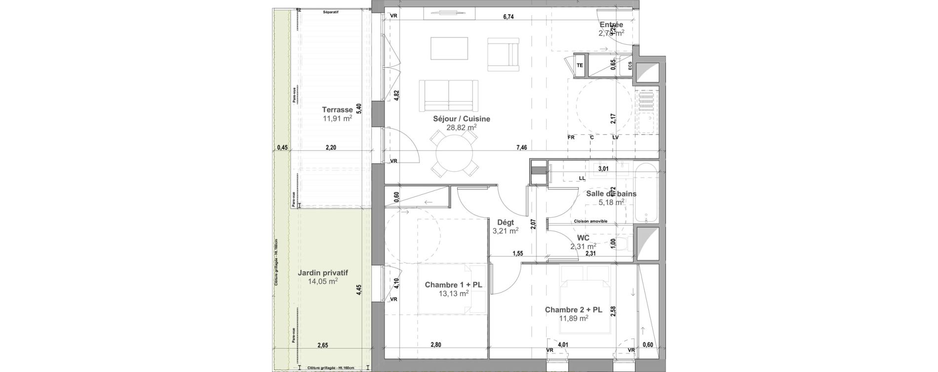 Appartement T3 de 67,32 m2 &agrave; Manosque Les serrets