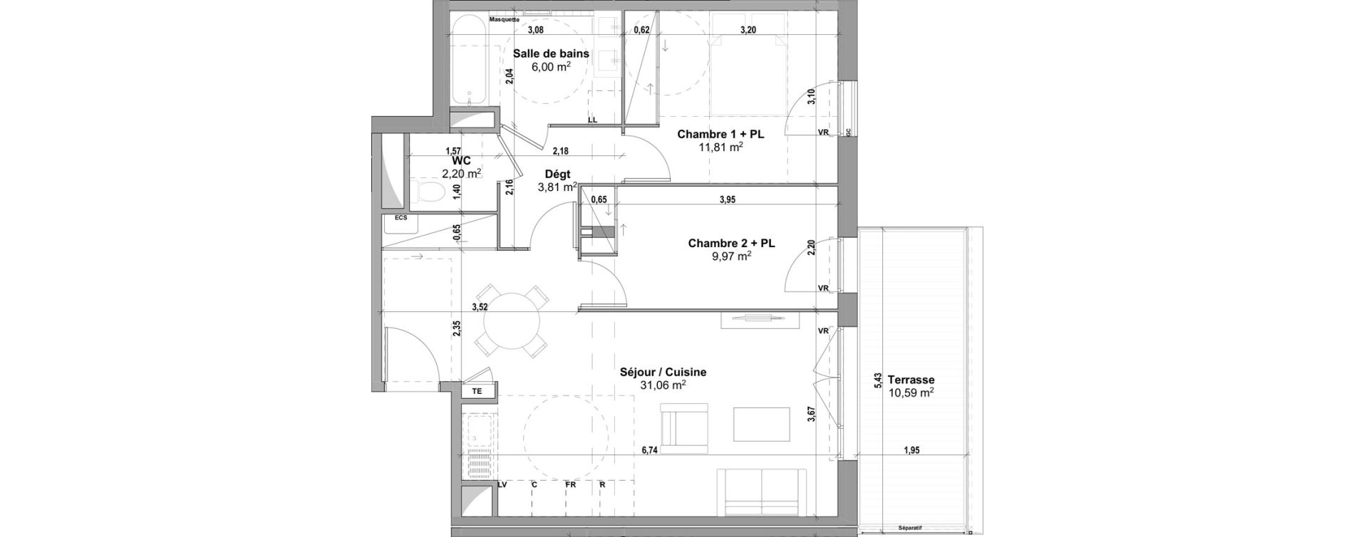 Appartement T3 de 64,85 m2 &agrave; Manosque Les serrets