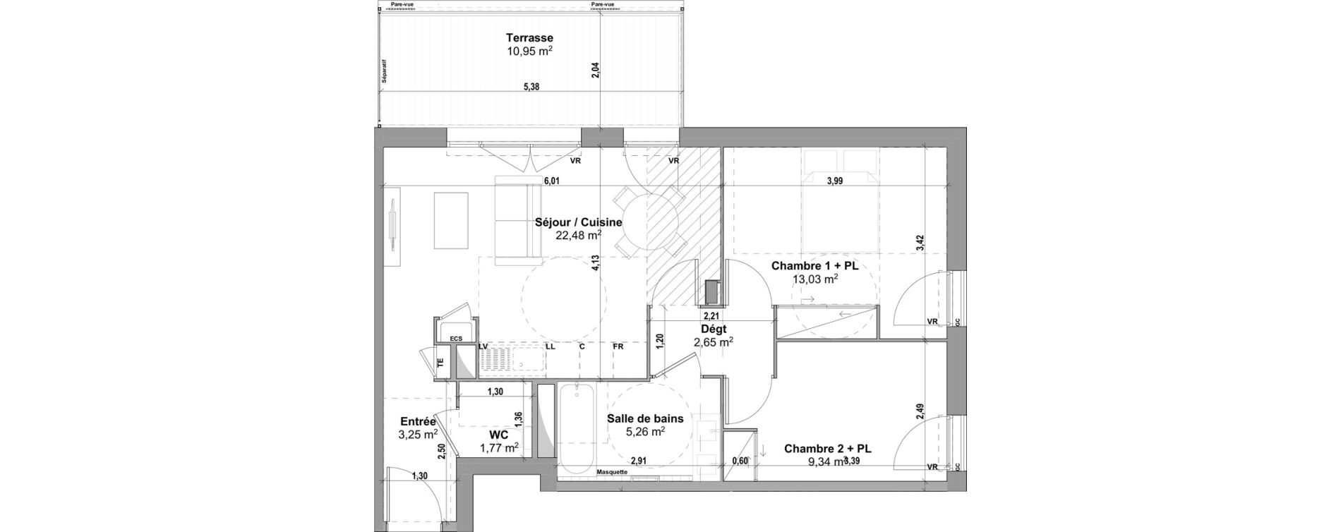 Appartement T3 de 57,78 m2 &agrave; Manosque Les serrets