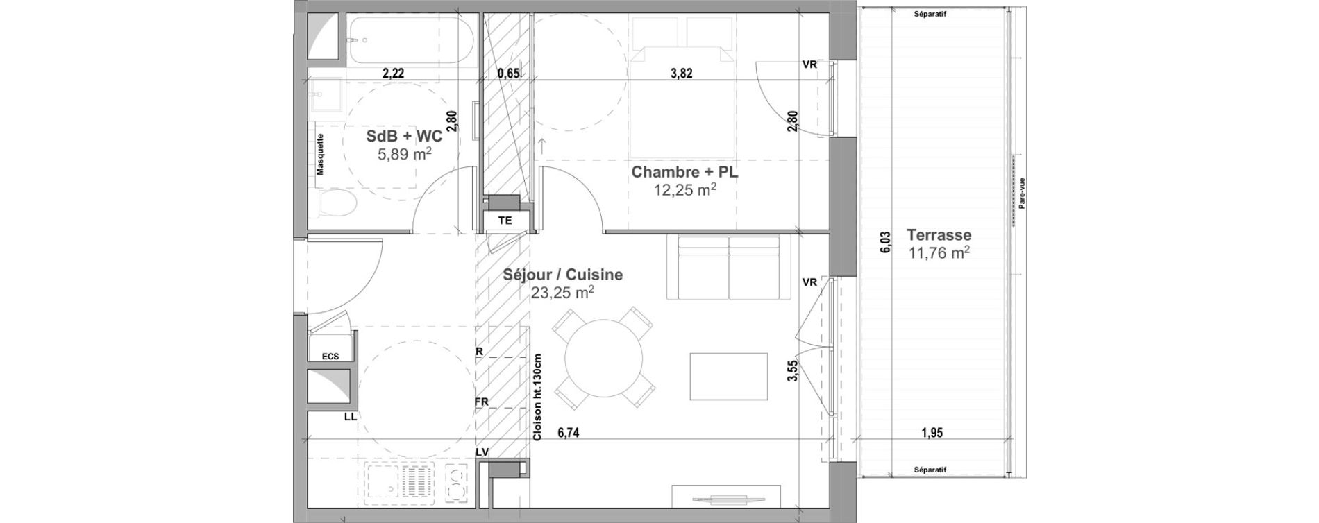 Appartement T2 de 41,39 m2 &agrave; Manosque Les serrets