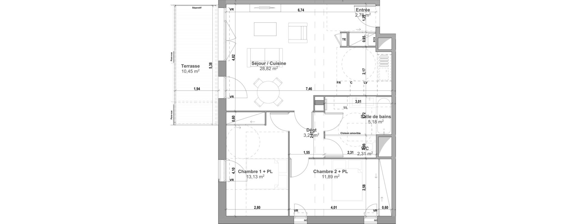 Appartement T3 de 67,32 m2 &agrave; Manosque Les serrets