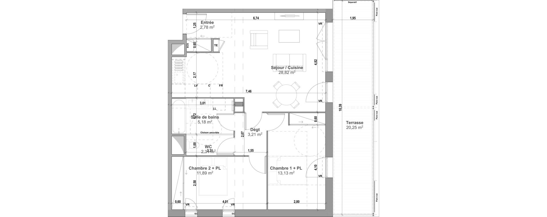 Appartement T3 de 67,32 m2 &agrave; Manosque Les serrets