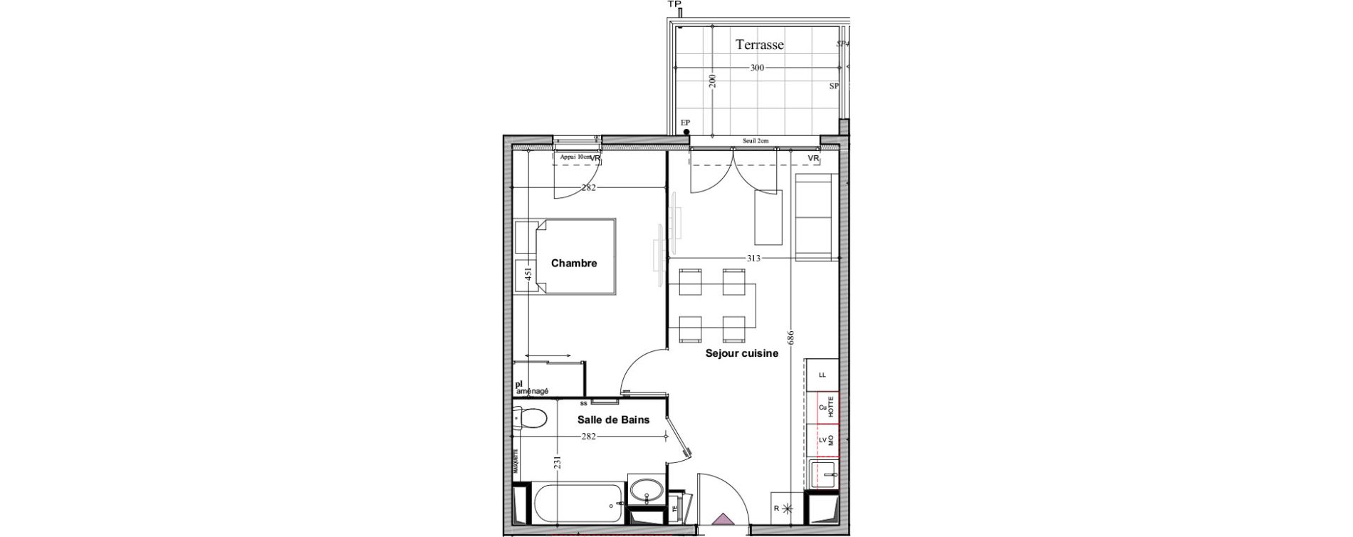 Appartement T2 de 39,49 m2 &agrave; Manosque Bellevue