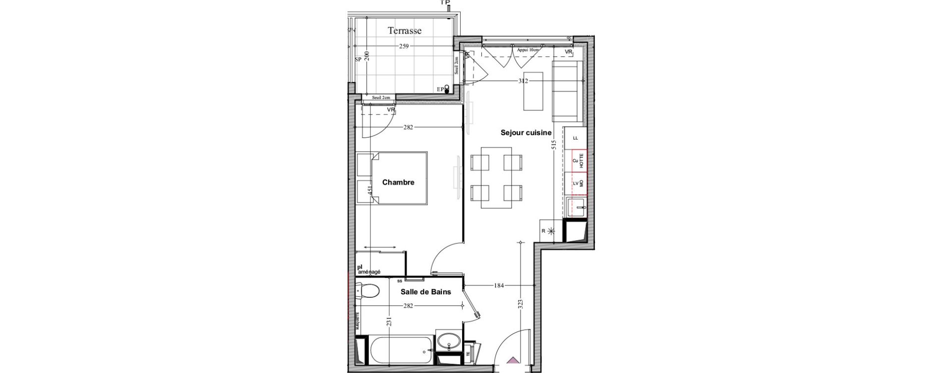 Appartement T2 de 40,38 m2 &agrave; Manosque Bellevue