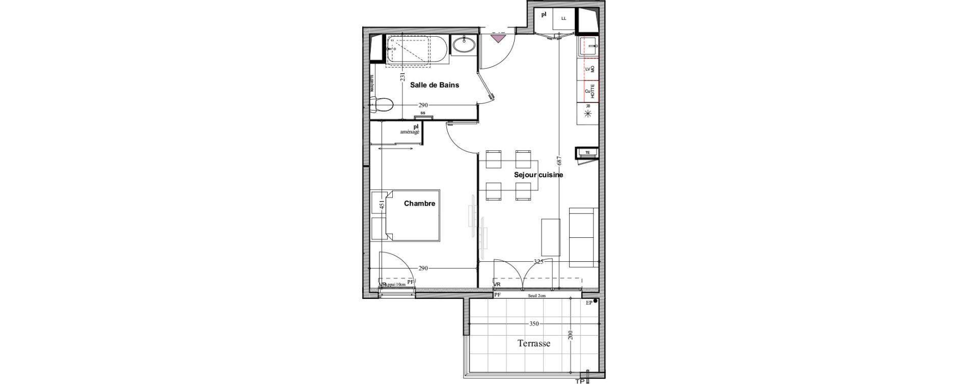 Appartement T2 de 42,27 m2 &agrave; Manosque Bellevue