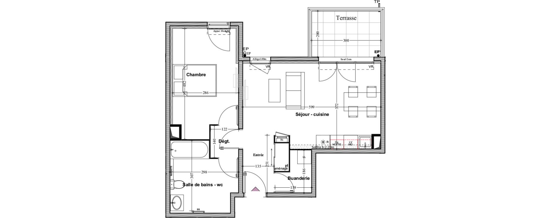 Appartement T2 de 49,64 m2 &agrave; Manosque Bellevue