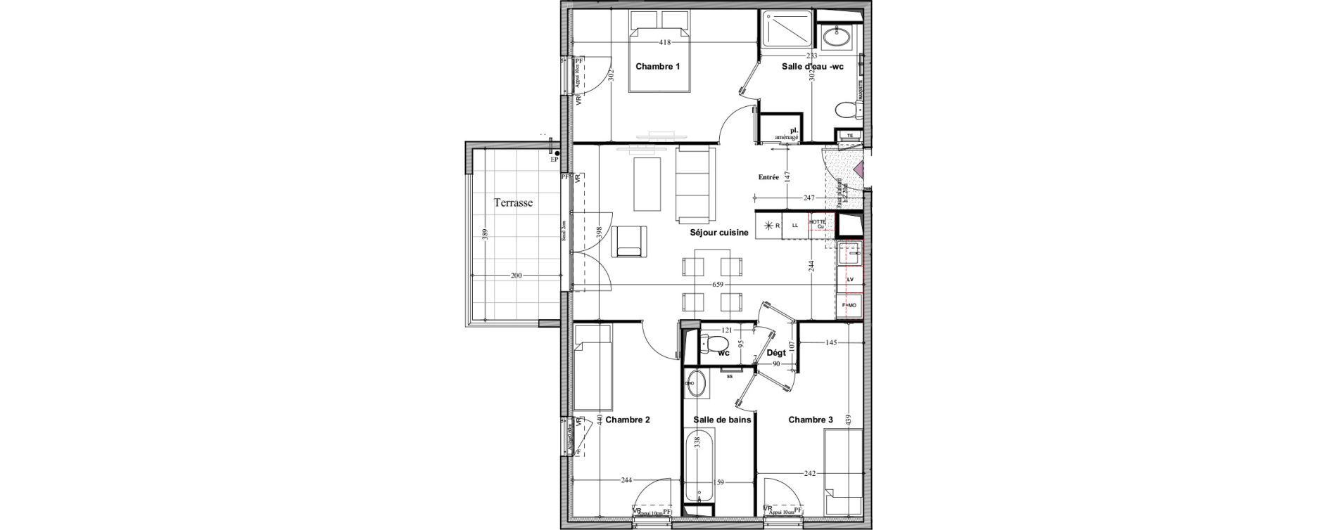 Appartement T4 de 72,21 m2 &agrave; Manosque Bellevue