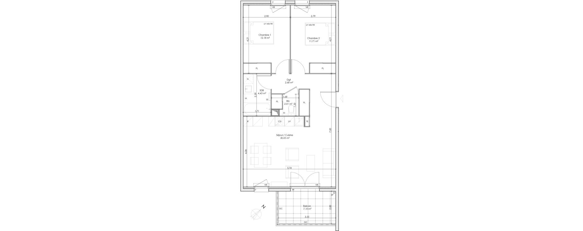 Appartement T3 de 63,06 m2 &agrave; Manosque Bellevue