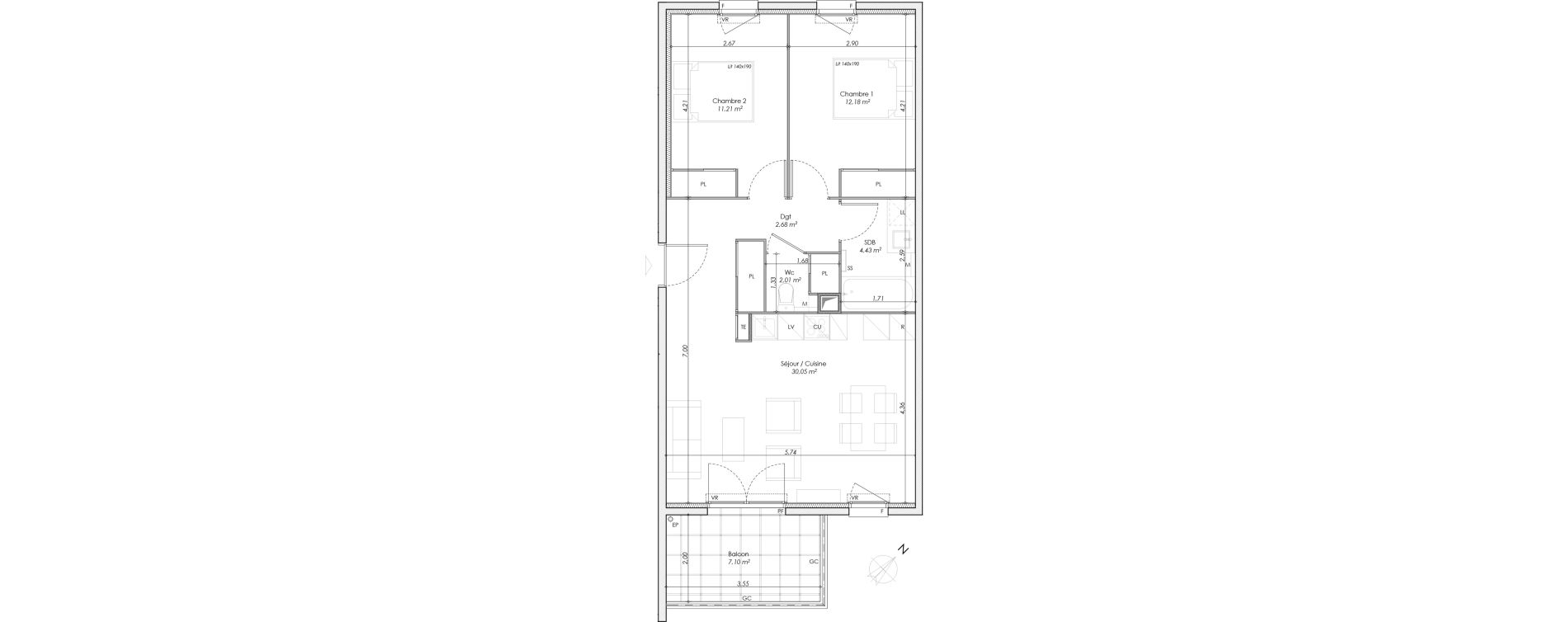 Appartement T3 de 62,56 m2 &agrave; Manosque Bellevue
